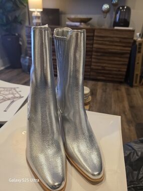 Women's Metallic Silver Ankle Boots